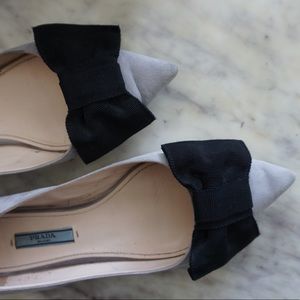 Prada Pointy Toe Bow Flats